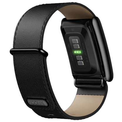 WHOOP LIFE MG - LEATHERLUXE STRAIGHT STRAIGHT BLACK/CREAM WITH BLACK TITANIUM
