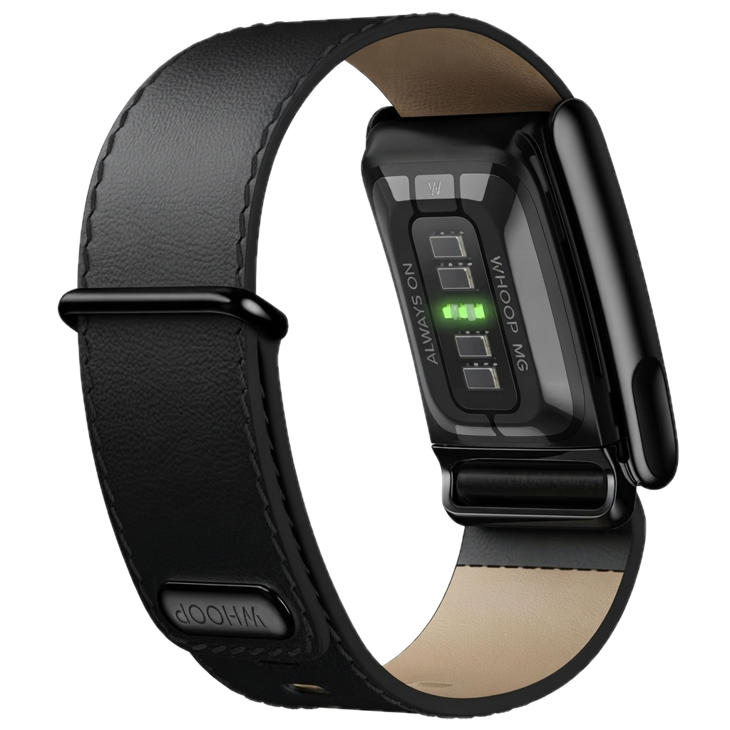 WHOOP LIFE MG -LEATHERLUXE MG STRAIGHT BLACK/CREAM WITH BLACK TITANIUM