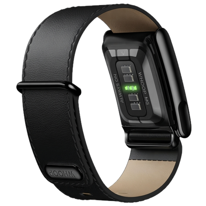 WHOOP LIFE MG -LEATHERLUXE MG STRAIGHT BLACK/CREAM WITH BLACK TITANIUM