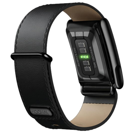 WHOOP LIFE MG -LEATHERLUXE MG STRAIGHT BLACK/CREAM WITH BLACK TITANIUM