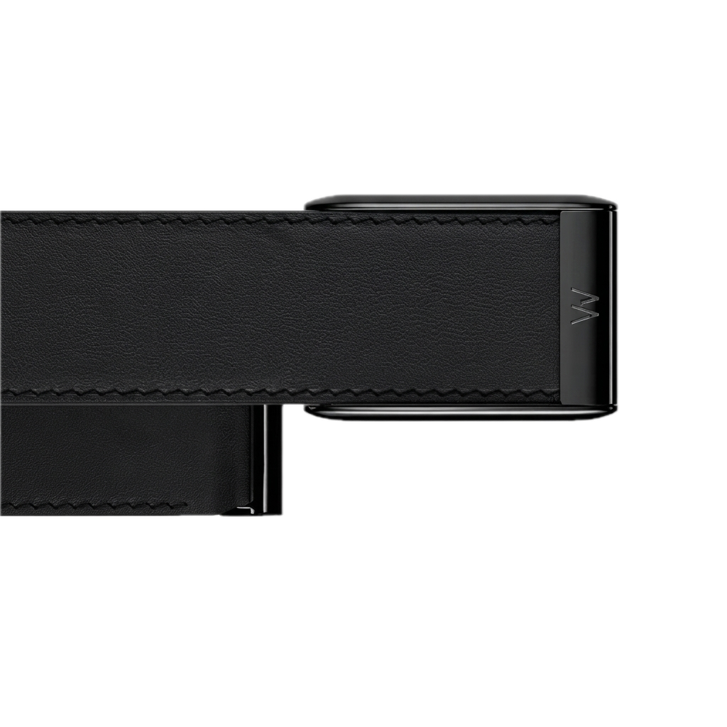 WHOOP LIFE MG - LEATHERLUXE STRAIGHT STRAIGHT BLACK/CREAM WITH BLACK TITANIUM